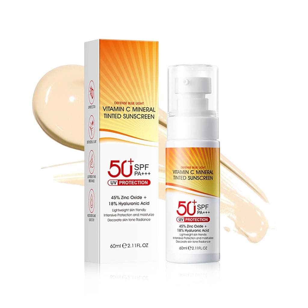 Protetor Solar Facial com Cor, Protetor Solar Mineral Hidratante e Leve SPF 50+ PA+++, Hidratante com Cor Refrescante e 