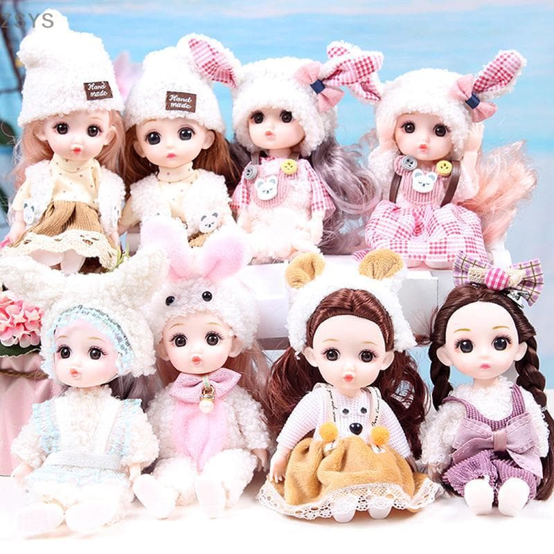 [ZSYS] Mini Boneca De 16 Cm Bonecas Articuladas Móveis 3D Olhos Grandes Brinquedo DIY Com Roupas Vestir Para De Menina D