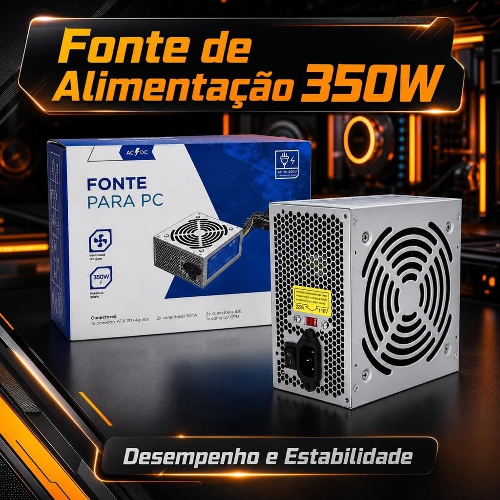 Fonte Gamer 350w Alimentação Computador Aikino 110/220v