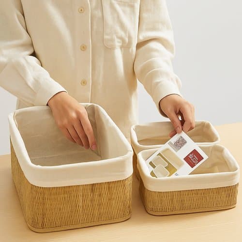 Kit Organizador Cestos Bambu 3 Pecas Multiuso Organizador Ambiente Casa Cozinha Banheiro