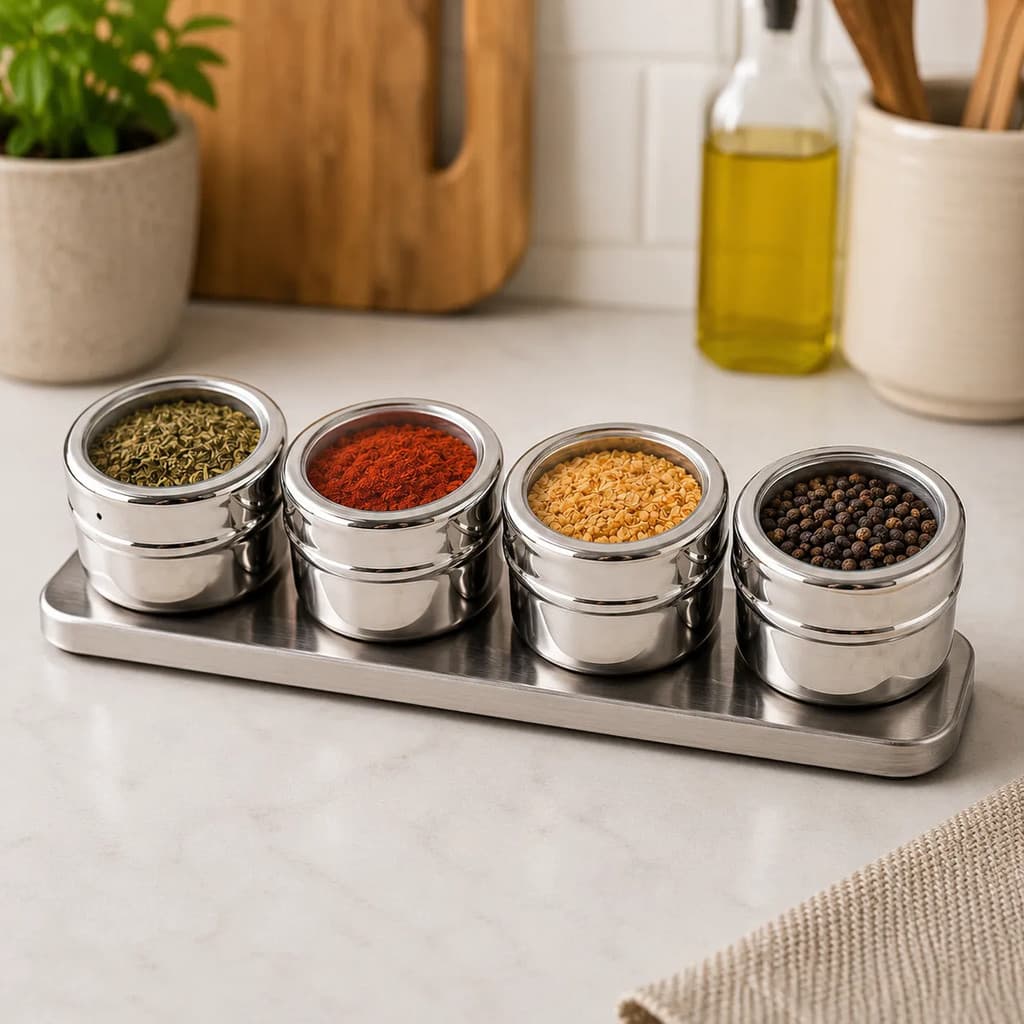 Porta Tempero Condimento Organizador Gourmet Inox Magnético