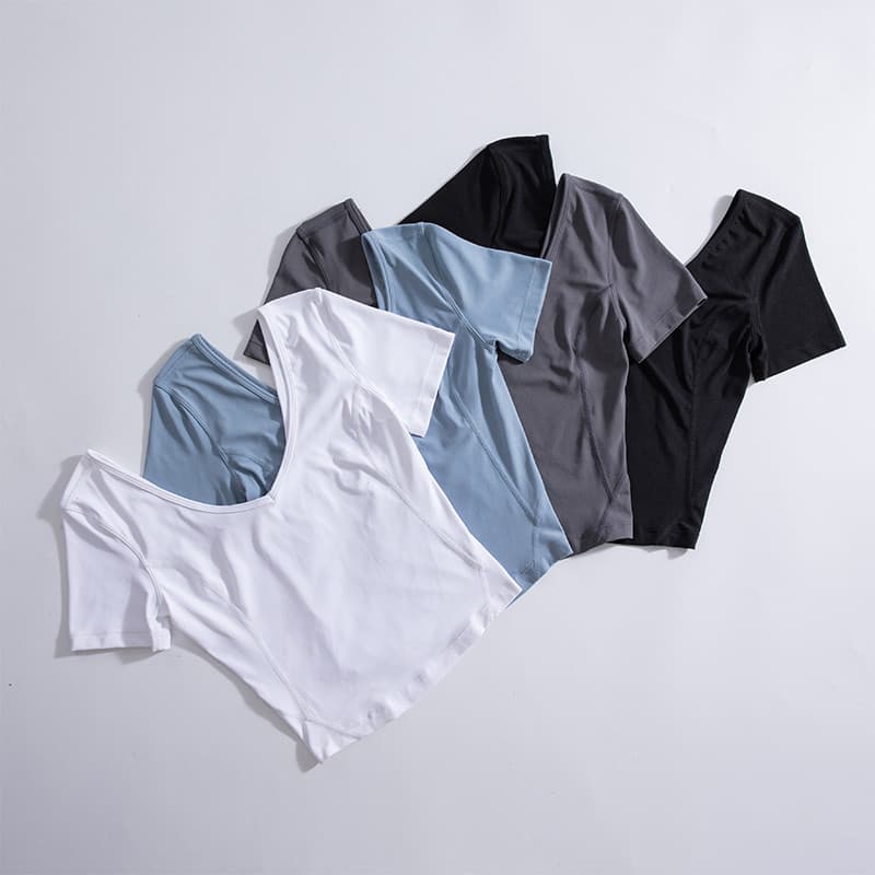 Roupas de Fitness fino-ajuste esportes de manga curta Yoga topo feminino Pilates roupas de treinamento bonito volta ajus
