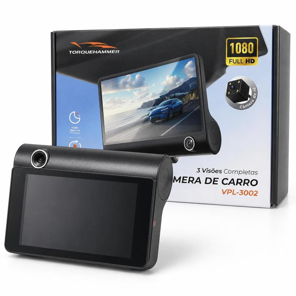Câmera De Carro TorqueHammer 1080p Com Câmera Traseira