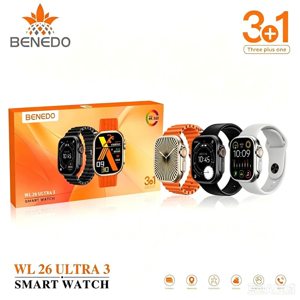 Smartwatch WL26 ULTRA 3(49MM) 3 Pulseira Gps  relógio  2026 Serie 12 esportes bluetooth inteligent
