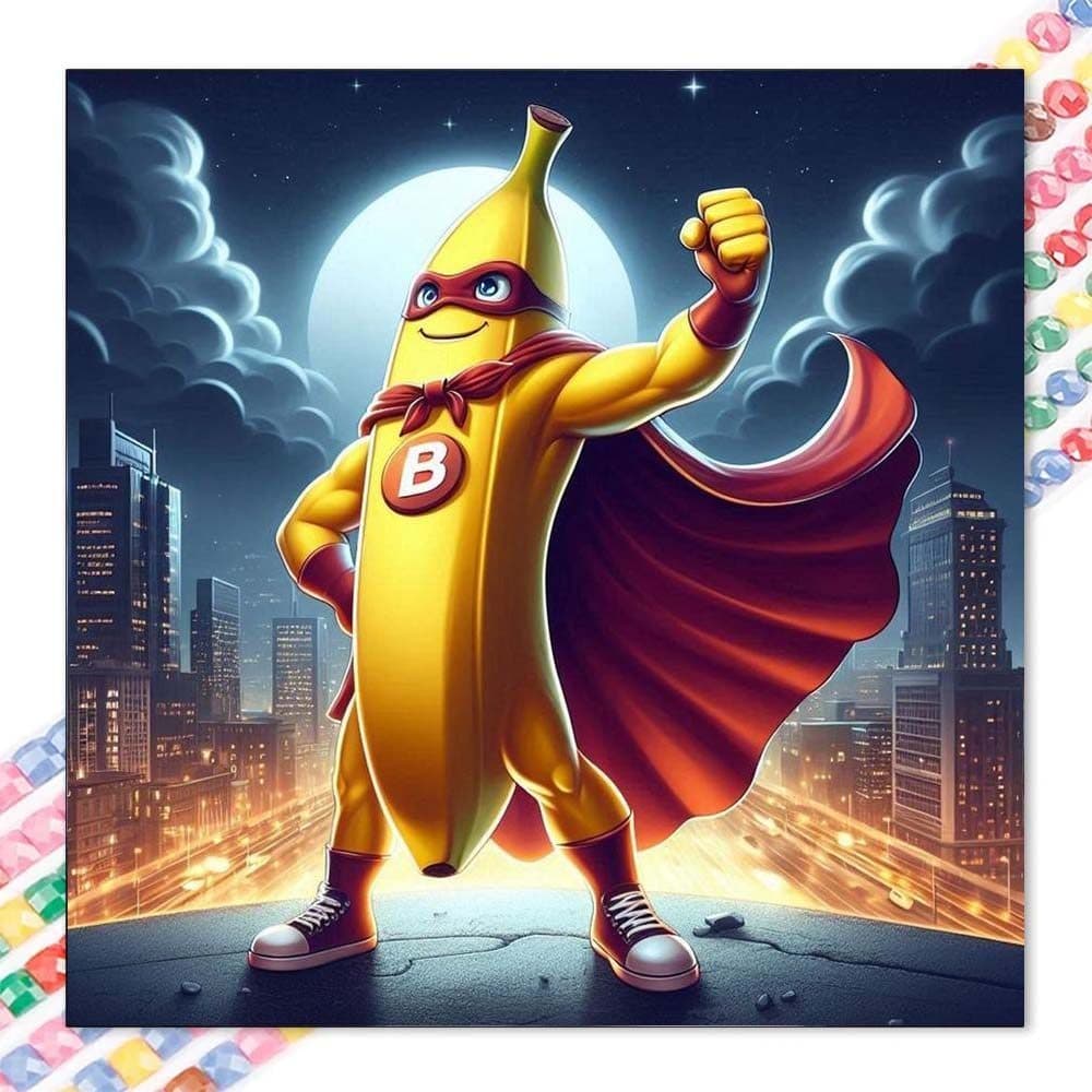 5D diy diamante completo redondo pintura diamante-Kit de pintura diamante Super Banana mosaico lona diy arte da parede, 
