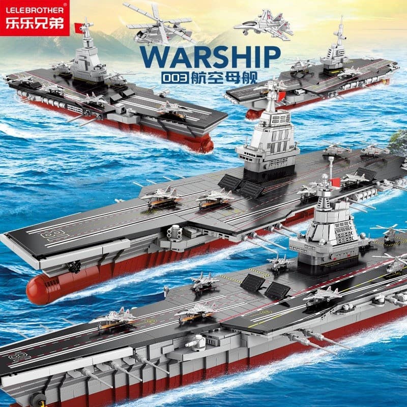 1000 peças de blocos de montar LEGO, montagem DIY de porta-aviões de grande porte, modelos de caças, helicópteros e navi