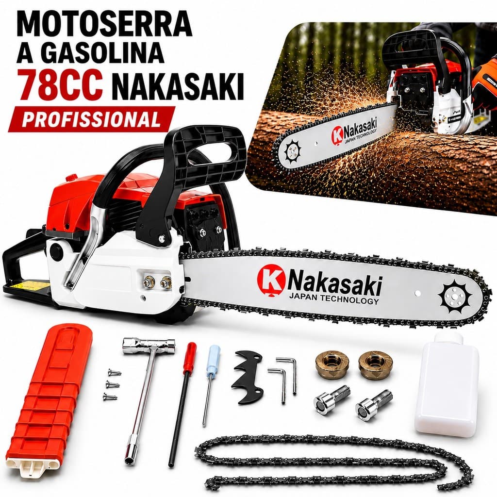 Motosserra a Gasolina Profissional 78cc Moto Serra Motoserra 3.5HP Sabre 20 Polegadas