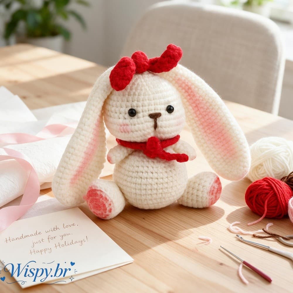 Kit De Crochê Lop Ear Bunny Amigurumi Inclui Gancho Ergonômico De Fio Para Iniciantes