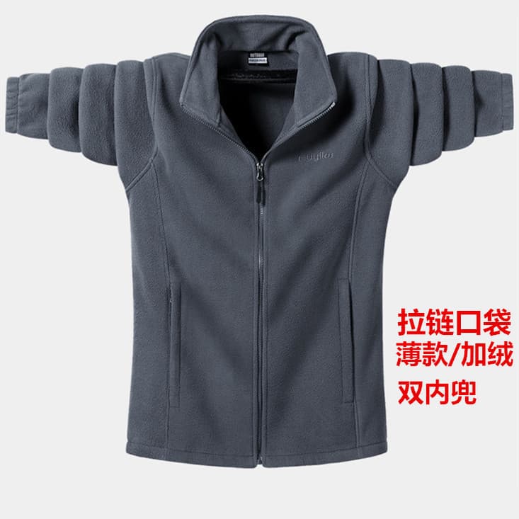 Jaqueta de lã Polar masculina fina Cardigan gola alta moletom jaqueta forro casaco de lã masculino outono jaqueta topo