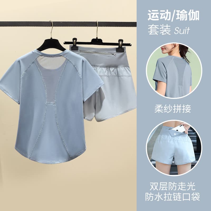 Roupas de Fitness femininas verão fino solto respirável de manga curta treinamento profissional correndo esportes roupas