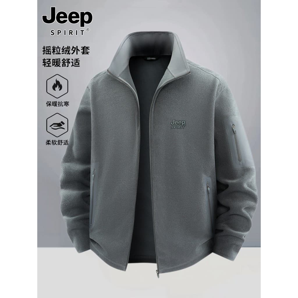 Jeep Polar velo jaqueta masculina outono inverno novo estilo solto jaqueta de lã forro gola Casual jaqueta esportiva