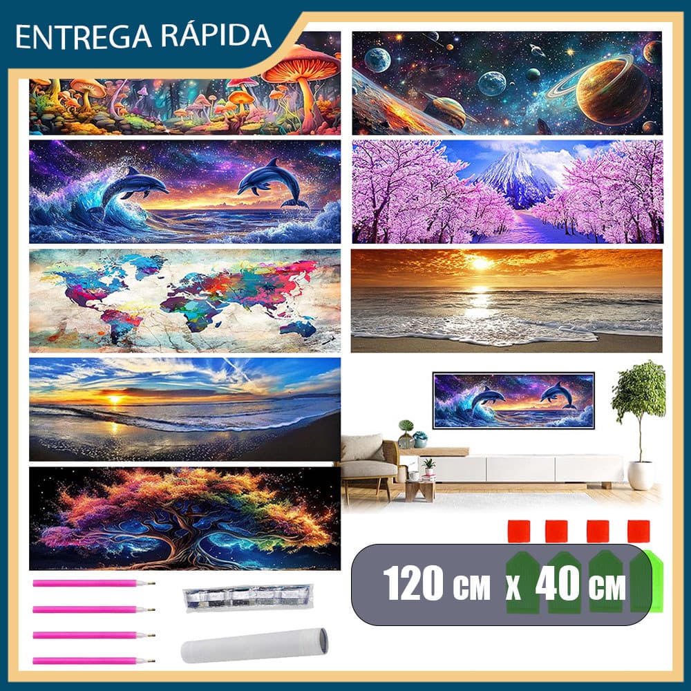 Pintura Diamante 5D Kit Completo Pintura Redondo Diamante 5D Pintura Numerada Diamond Art Decoração Para Casa 120x40