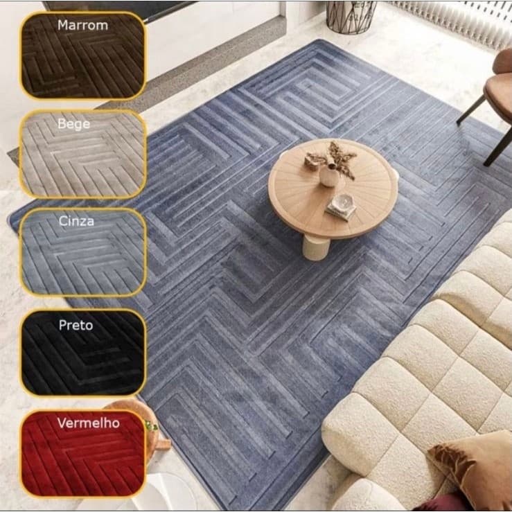 Tapete Premium Aveludado Antiderrapante  Tapete p/ sala e quarto (2.00m x 1.40m)