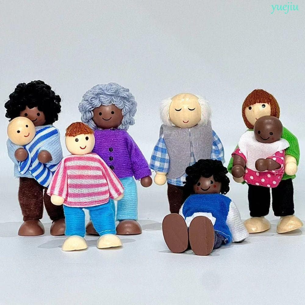 YUEJIU 8 Pçs/set Mini Boneca Família , Figuras Simulação Móveis Brinquedo Em Miniatura , Bonecas Articuladas