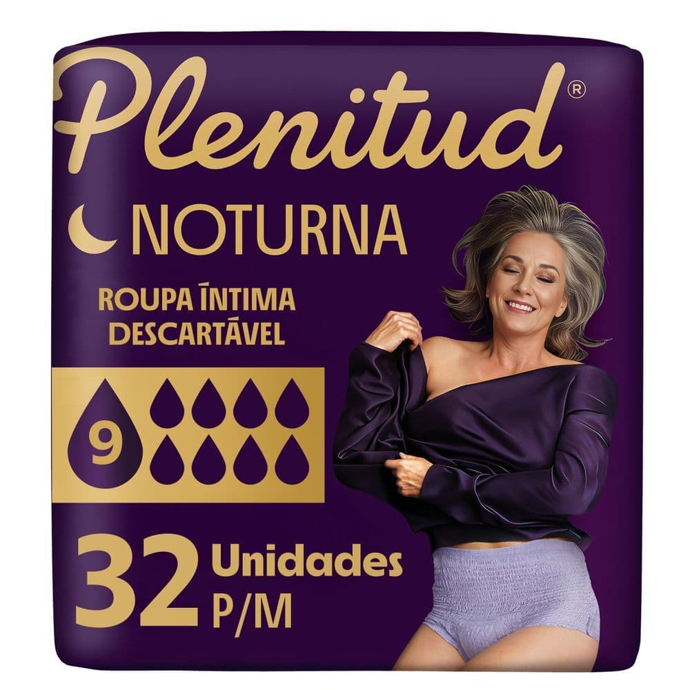Plenitud Roupa Íntima Noturna para Incontinência P/M 32 Un