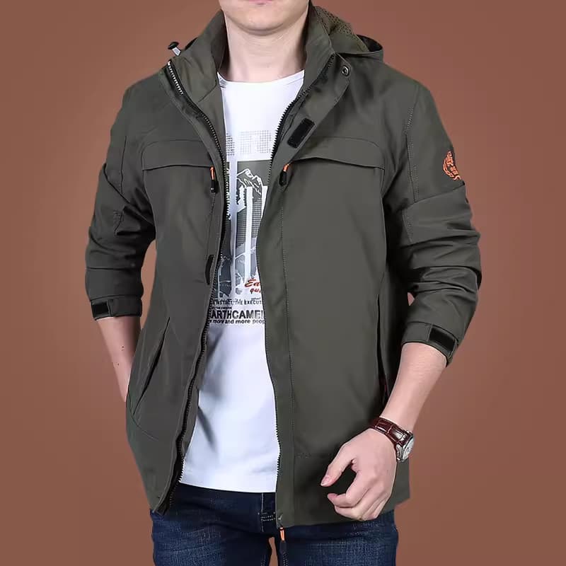 Primavera outono estilo jaqueta masculina de meia-idade jaqueta Casual masculina Multi-bolso macacão jaqueta masculina p