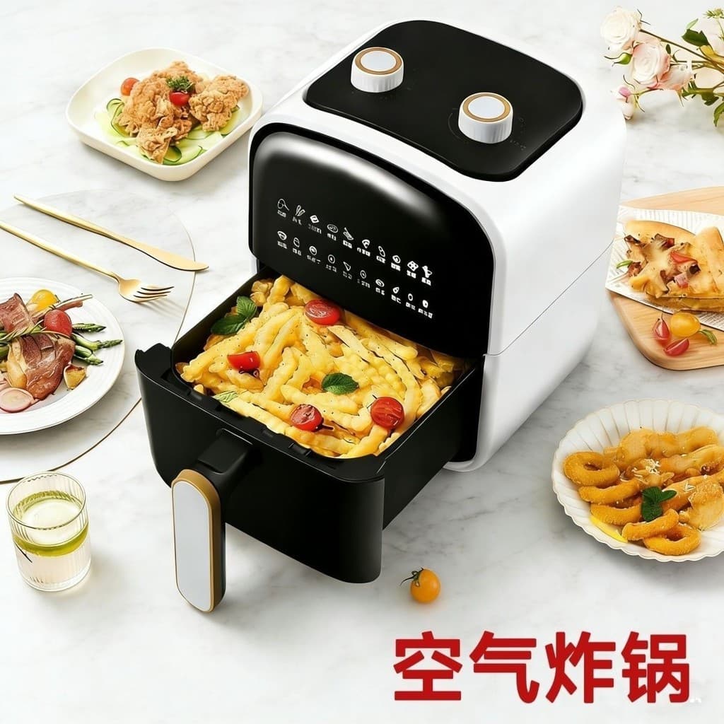 Fritadeira de ar leve e gorda, comida sem Flip, doméstica, grande capacidade, multifuncional, automática, sem óleo, frit