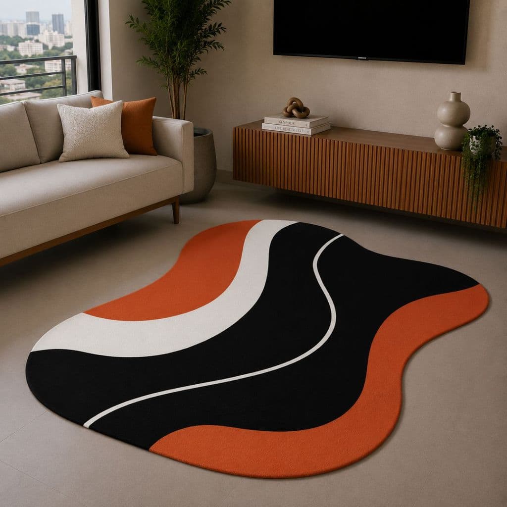 Tapete Orgânico Decorativo 117x67cm Antiderrapante para Sala e Quarto 016