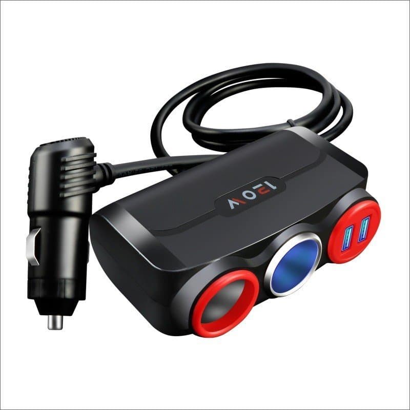 Divisor de carregador de carro para dois acendedores de cigarro, carregador rápido de carro com duas portas USB, carrega
