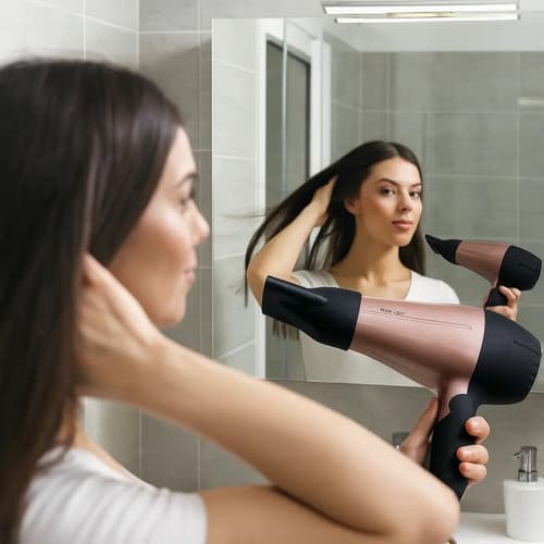 Secador De Cabelo Portátil 1200W Bivolt Manual Dobrável Compacto Rosa 2 Velocidades Viagem Academia Casa Profissional