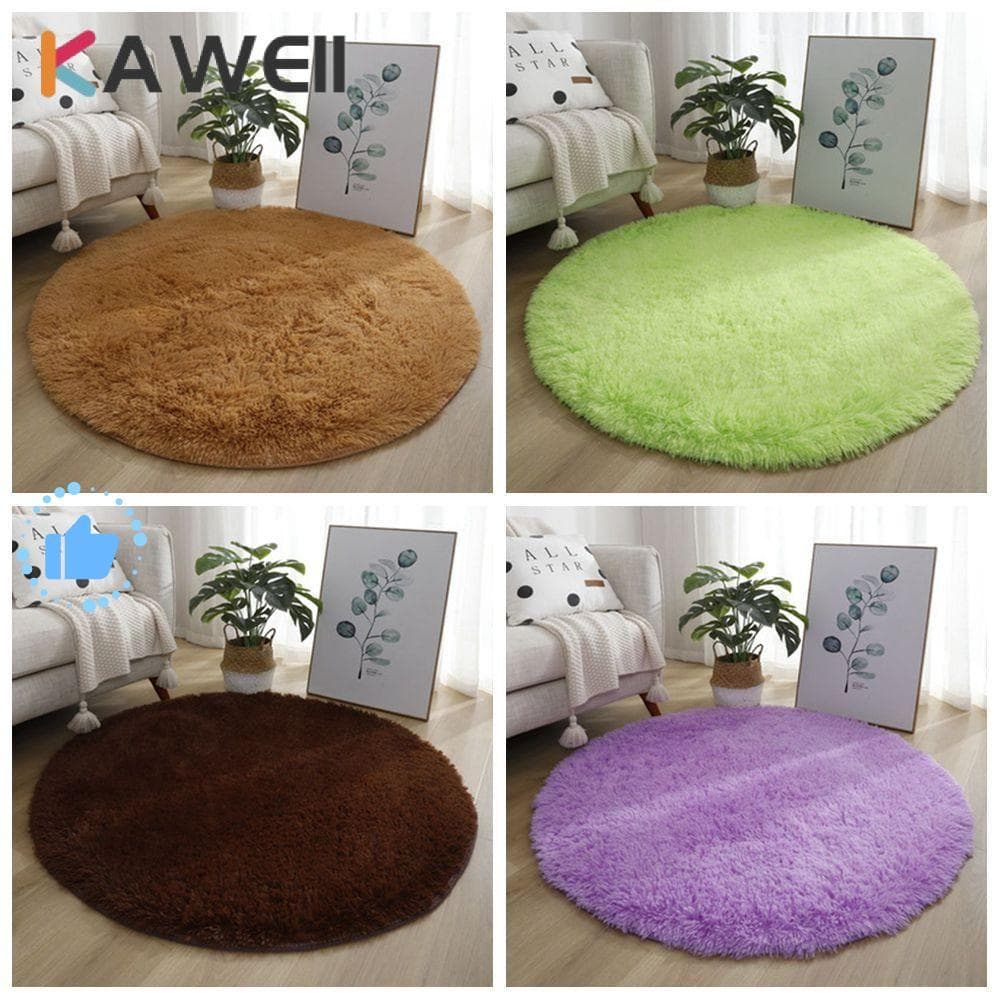 Tapetes De Sala De Estar KAWEII , Tapete Redondo Engrossado De 40 Cm De Pé De Pelúcia Macio Antiderrapante De Cor Sólida