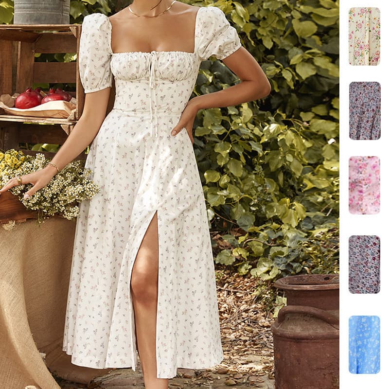 Vestido feminino, vestido formal, vestido longo, corte justo, sem costas, estampa floral, com fenda, vestido de alças OY