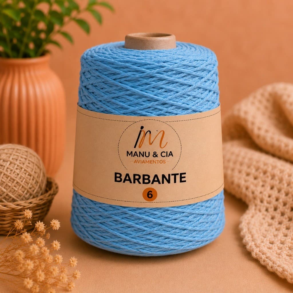 Barbante Artesanal de Algodão - Azul Claro | Ideal para Crochê, Macramê e DIY | Alta Qualidade