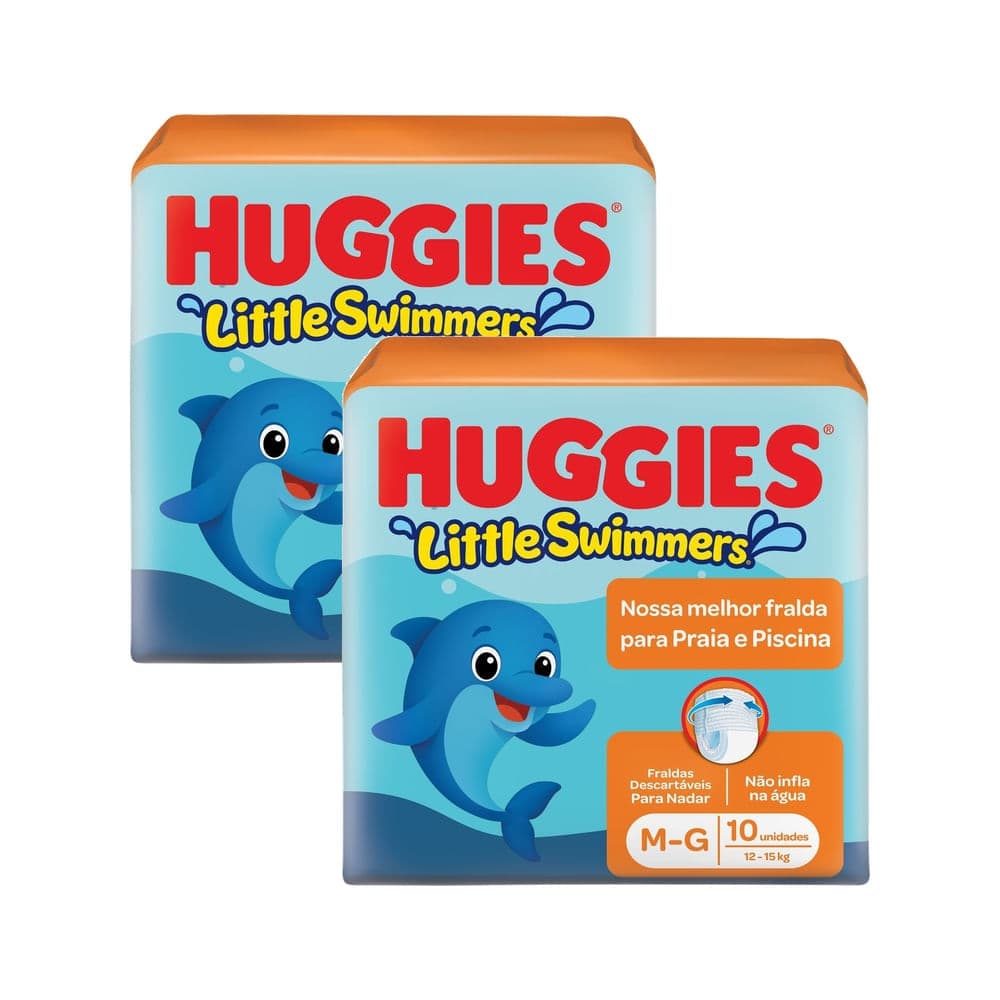 Kit 2 Fralda Huggies Little Swimmers Tamanho M/G com 10 Fraldas Descartáveis