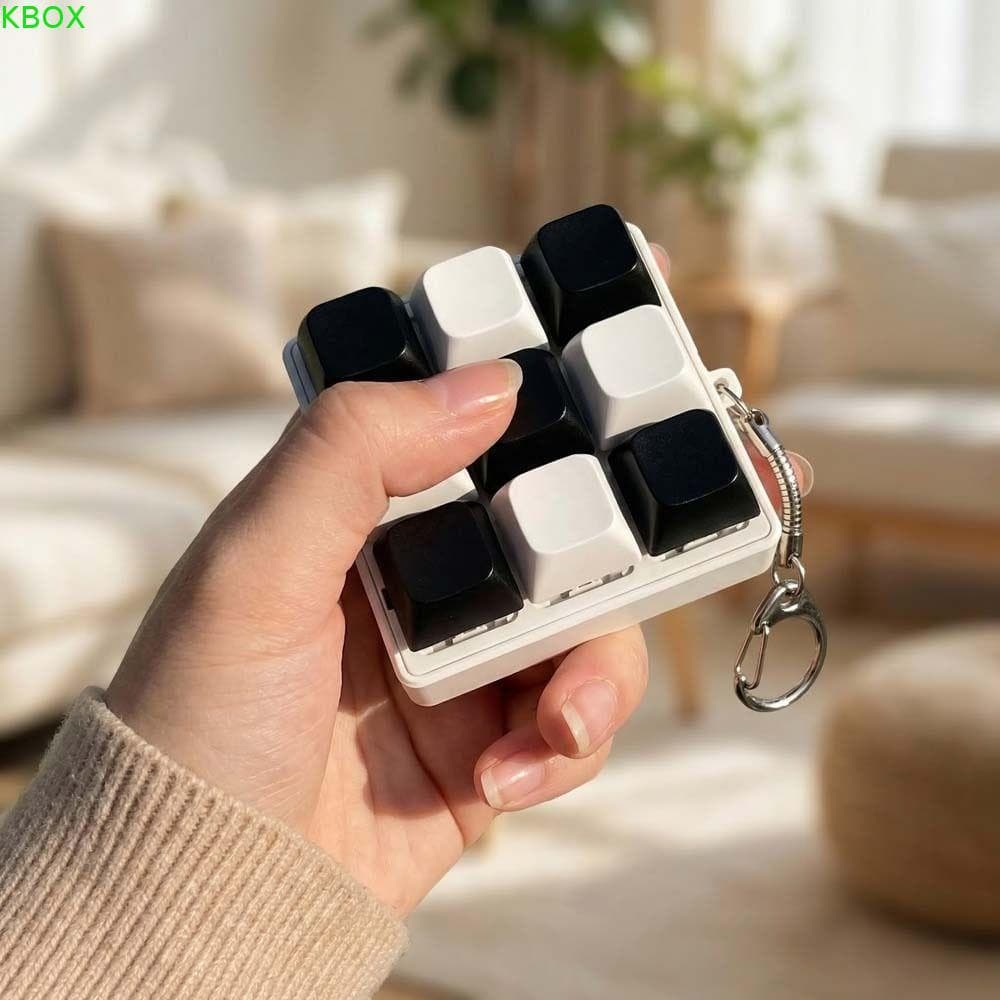 Chaveiro De Descompressão KBOX , Engraçado De Teclado Branco Preto Com 9 Teclados , Teclas Mecânicas