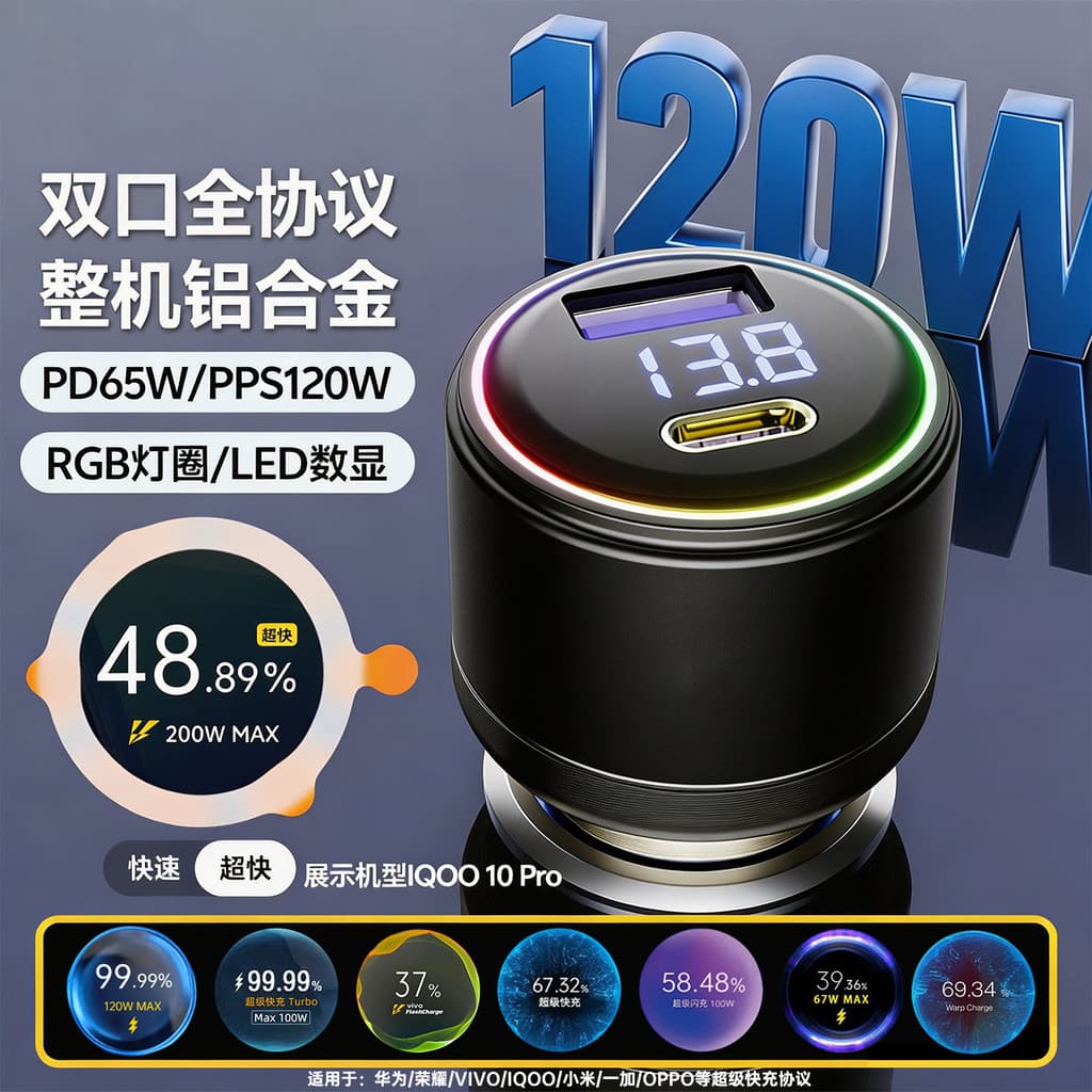 120W carregador de carro Multi-porta carga Super rápida carro extensão rápida porta isqueiro conversão Plug carregador d