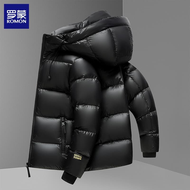 Jaqueta preta masculina 2025 inverno novo estilo estilo curto moda preto ouro pão jaqueta engrossada jaqueta masculina