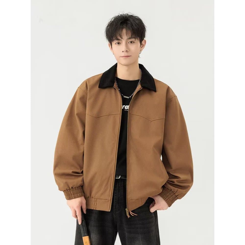 W Workwear Lapela Jaqueta Forro Duplo Jaqueta Sarja Solta Casual Americana Workwear Jaqueta Retro Masculina