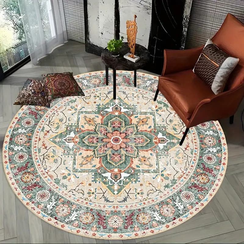 [Novo produto] Tapete retrô redondo para sala de estar, boêmio, sala de estar, sofá antiderrapante, mesa de centro, nórd