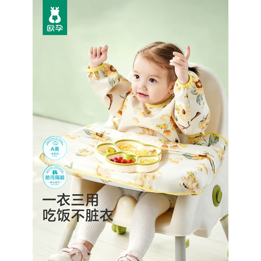 Europeu gravidez uma peça cadeira de jantar macacão bebê comer babadores suplementos alimentares para bebê bolsos de arr