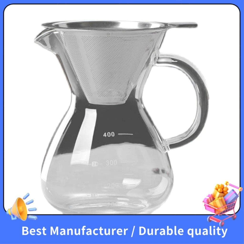 Cafeteira De Vidro Para Café Expresso Com Filtro , Resistente A Altas Temperaturas , Escala Graduada , Servidor De 400ml