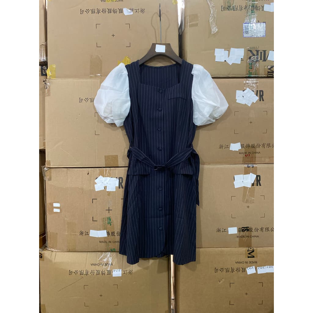 C CD vestido feminino verão novo estilo vestido de manga bufante feminino cintura estreita mais magro olhar vestido de m