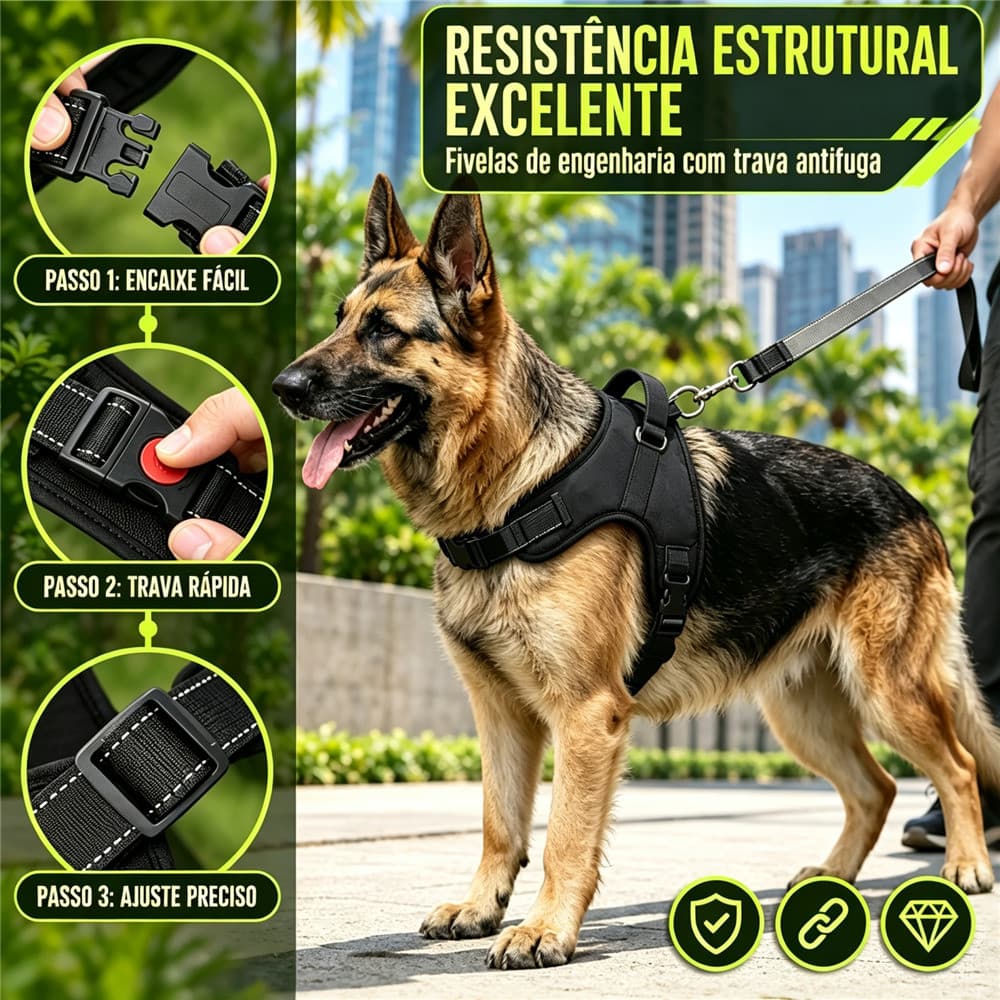Coleira E Guia Para Cão Ajustável Respirável Guia Anti Puxão Resistente Para Pet Pequeno Médio e Grande Alta Resistência