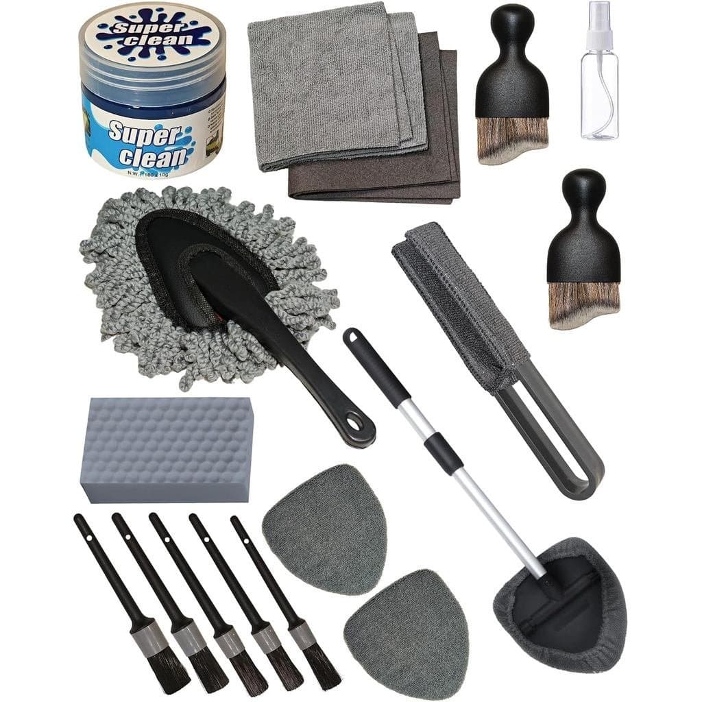 oesee – Kit profissional de 18 peças para limpeza detalhada do interior do carro, com ferramentas de limpeza multifuncio