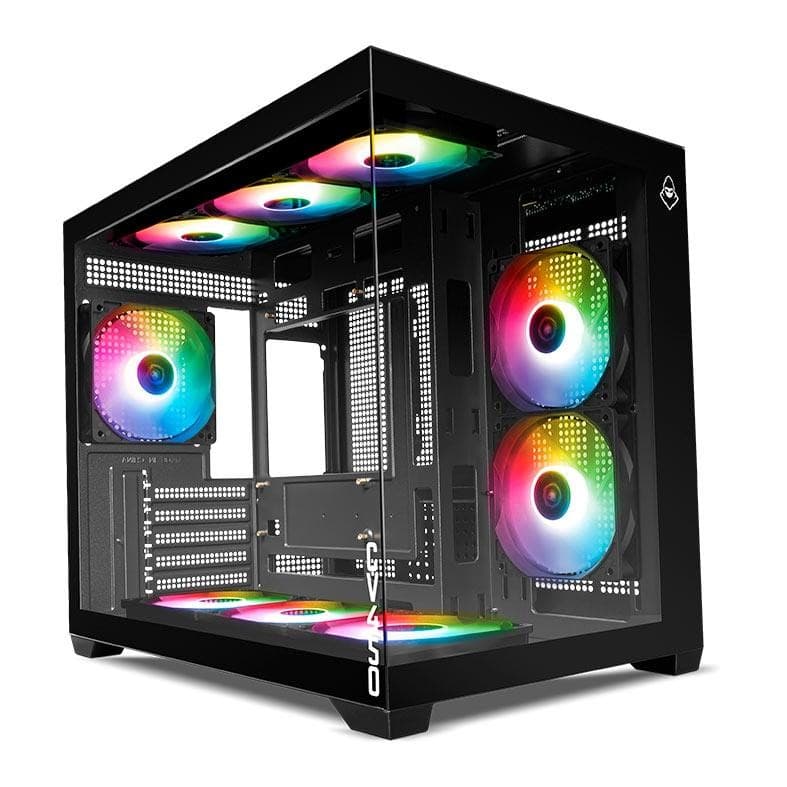 Gabinete Gamer Mancer CV450, Mini-Tower, Lateral de Vidro, Com 9 Fans, Preto, MCR-CV4509F-BK