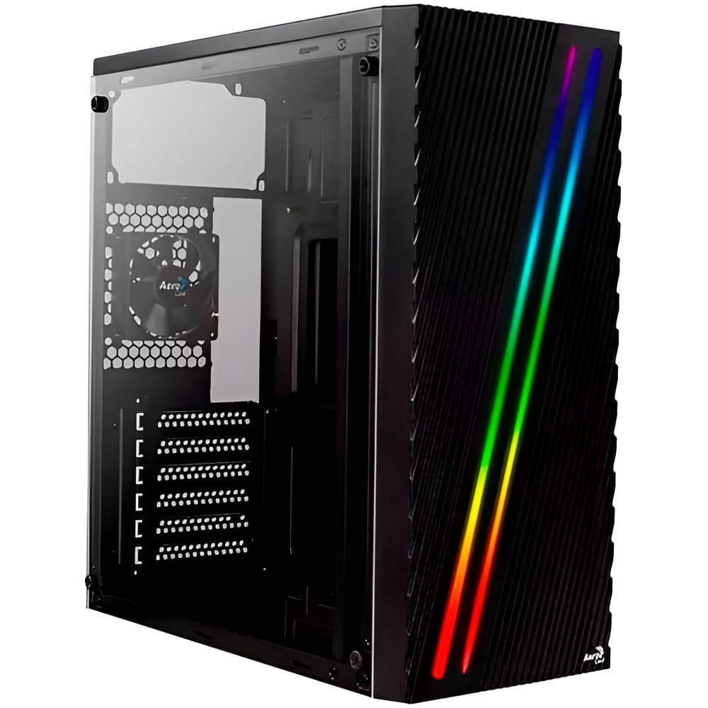 Gabinete Aerocool Streak RGB Mid Tower Preto Com Acrílico Lateral - Case Gamer Para Pc Atx Micro Atx Design Gamer Streak