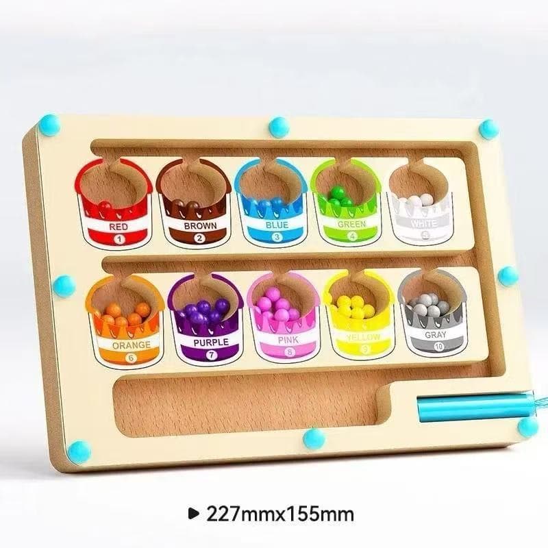 Brinquedo Educativo Montessori Labirinto Magnético Madeira Cores Números Coordenação Motora Infantil