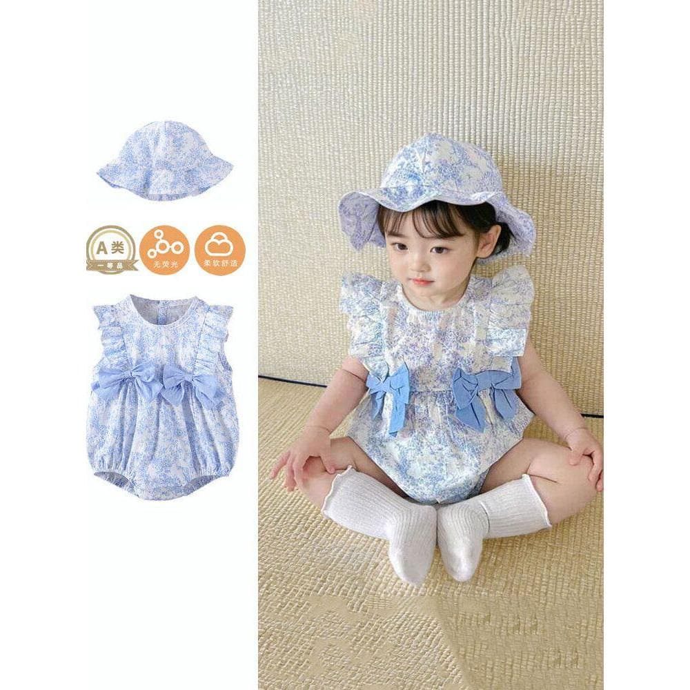 Roupas de peido verão roupas de bebê roupas de verão bebê menina estilo fino pequena idade mensal macacão classe a Flora