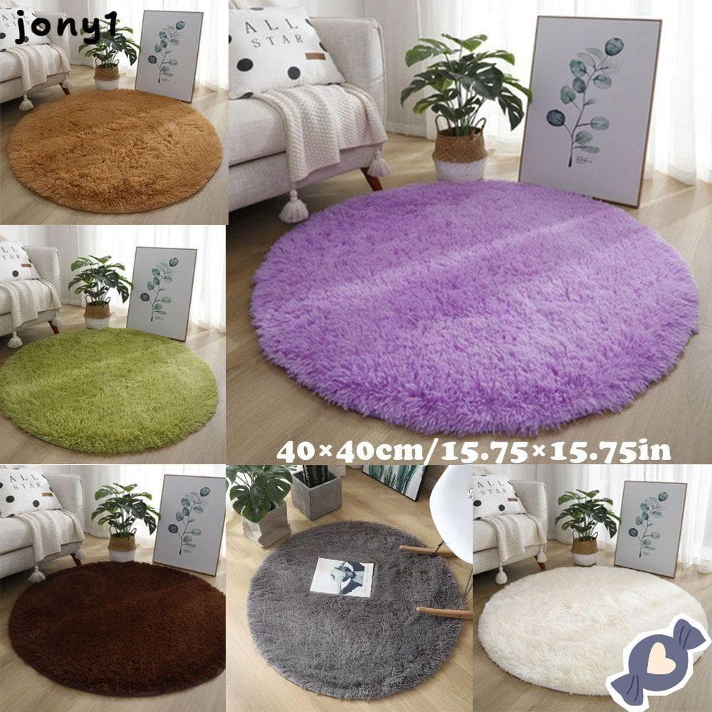 Tapetes De Sala De Estar THUY , Tapete Redondo De Pelúcia Macio De 40 Cm Antiderrapante Espesso De Cor Sólida