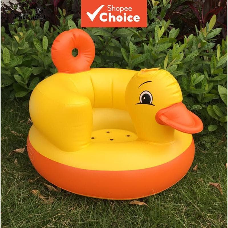 Cadeira inflável de pato amarelo para bebê, poltrona multifuncional portátil para banho, assento de alimentação e sofá