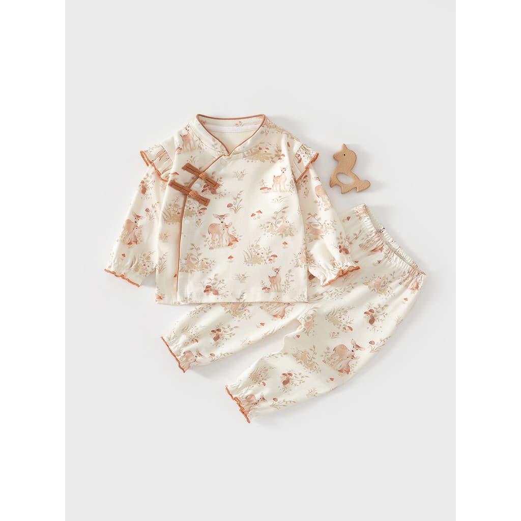 Terno de bebê primavera outono estilo chinês bebê outono roupas da menina dividir Hanfu de um ano de idade bebê menina o