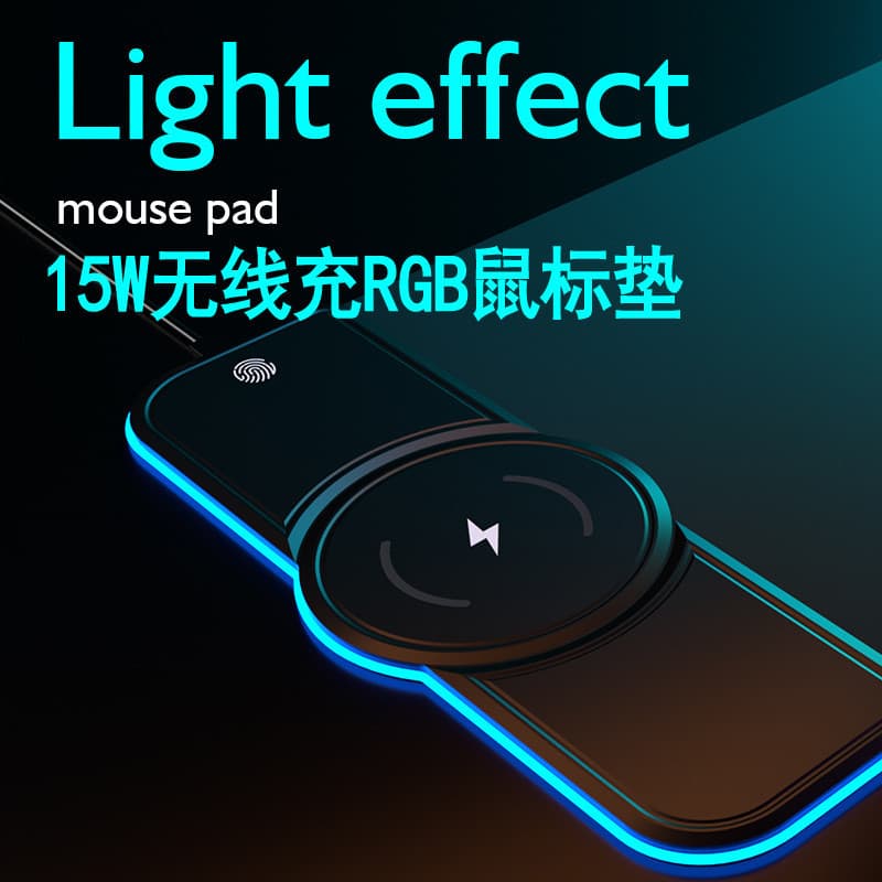 Competição de carregamento sem fio rgb mouse pad 15W rgb luminoso Oversized engrossado almofada mouse pad eletrodoméstic