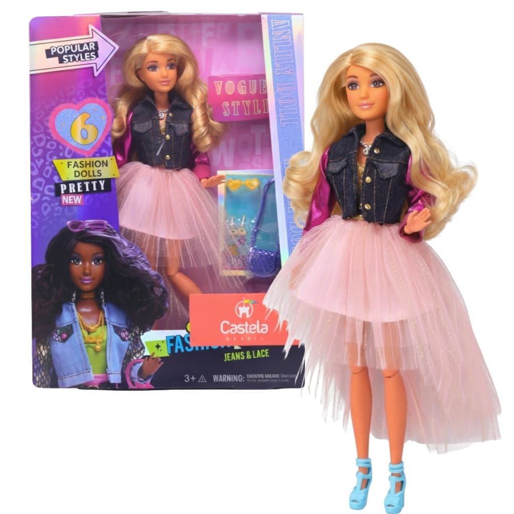 Boneca Fashionista Articulada Com Acessórios Castela Brinquedo Infantil Menina Boneca De Moda Tipo Barbie Presente
