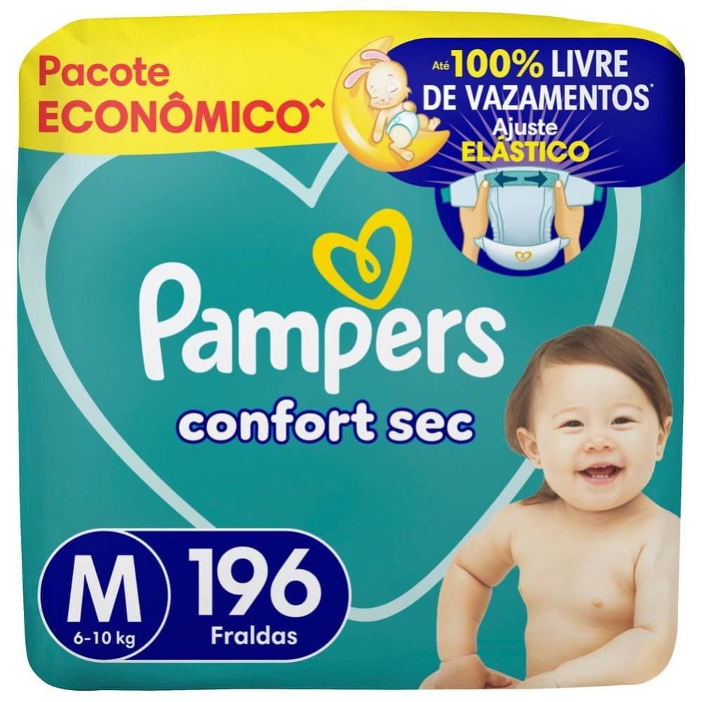 Fralda Pampers Confort Sec Ultra M 196 Unidades