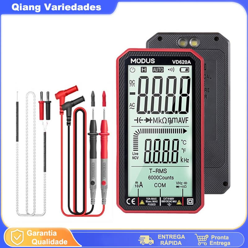 Multímetro Digital Ultrafino Inteligentedigital de Valor Efetivo Real de 6000 Contagens Automático AC DC Capacitor