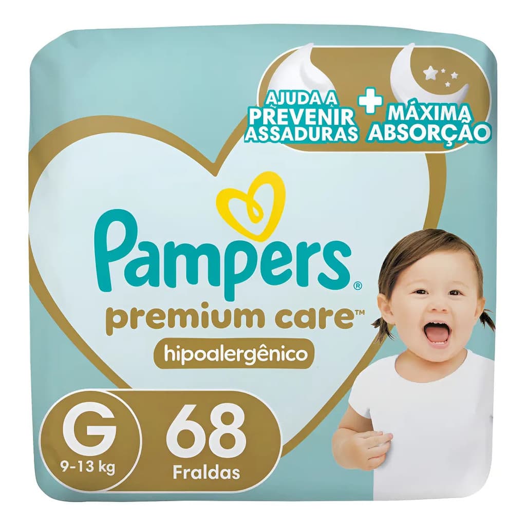 Fralda Pampers Premium Care G - 68 Unidades